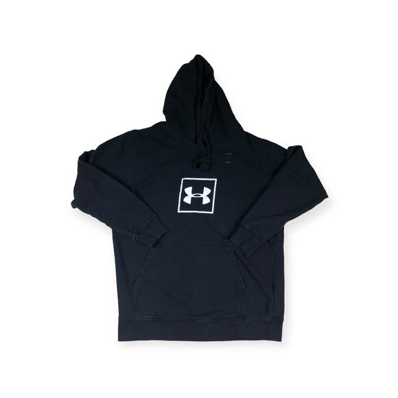 Under Armour Pull Over Hoodie Black with white Logo Size Large - Picture 1 of 5